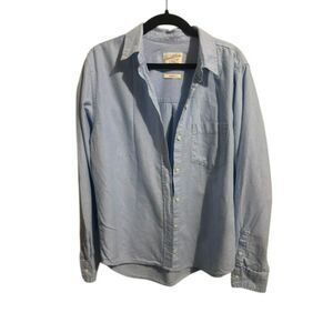 269 Women’s Light Blue Button-Down Shirt Long Sleeve Collared Top, Classic Fit